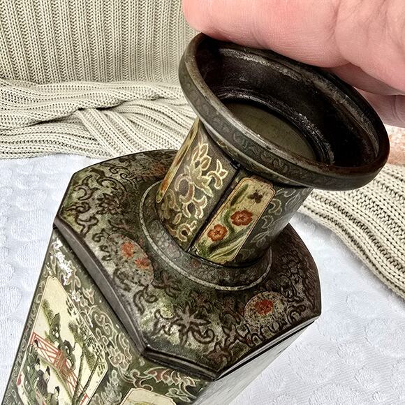 Rare Huntley & Palmers 10" Asian Vase Biscuit Tin 1928 Vintage - Picture 7 of 16